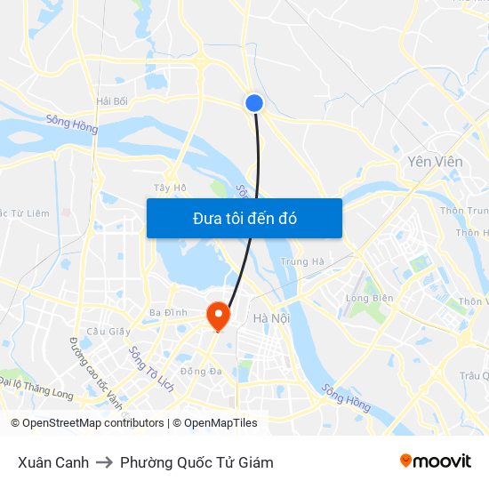 Xuân Canh to Phường Quốc Tử Giám map