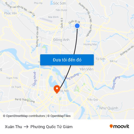 Xuân Thu to Phường Quốc Tử Giám map