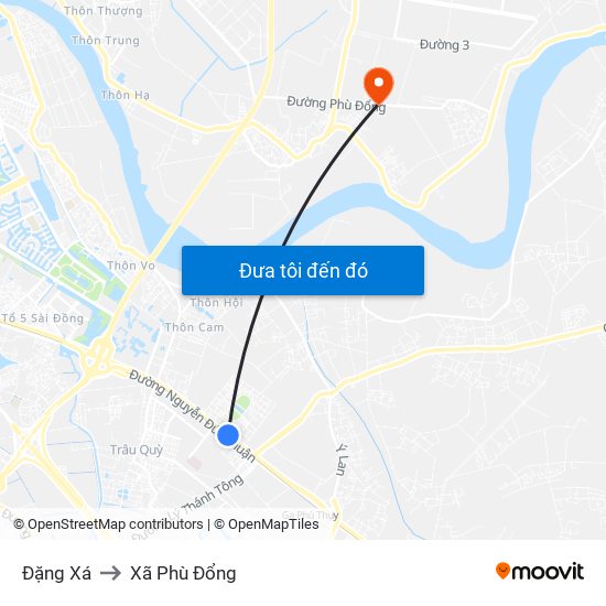 Đặng Xá to Xã Phù Đổng map