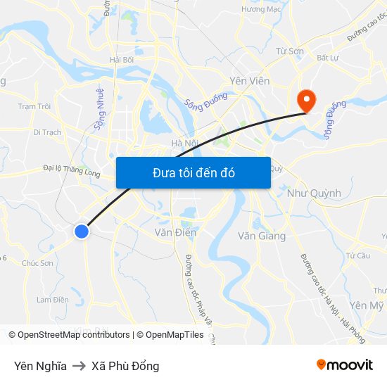 Yên Nghĩa to Xã Phù Đổng map