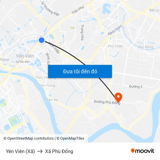 Yên Viên (Xã) to Xã Phù Đổng map