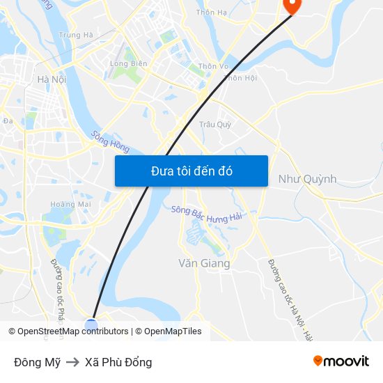 Đông Mỹ to Xã Phù Đổng map