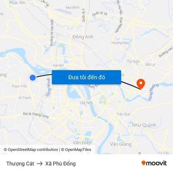 Thượng Cát to Xã Phù Đổng map