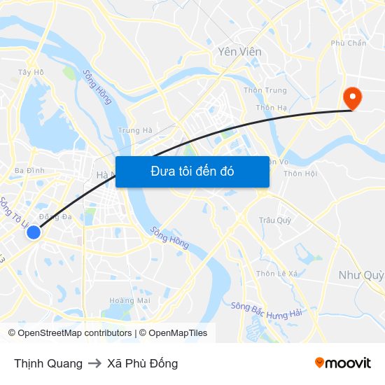 Thịnh Quang to Xã Phù Đổng map
