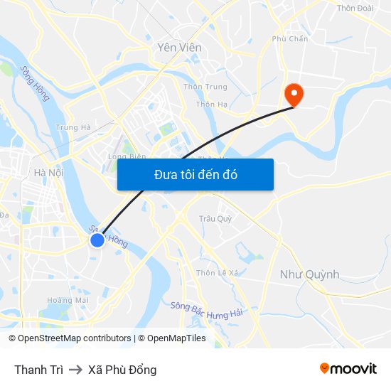 Thanh Trì to Xã Phù Đổng map