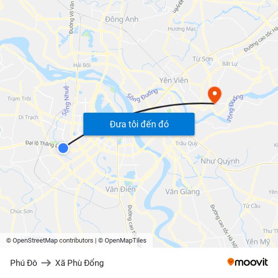 Phú Đô to Xã Phù Đổng map