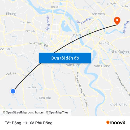 Tốt Động to Xã Phù Đổng map