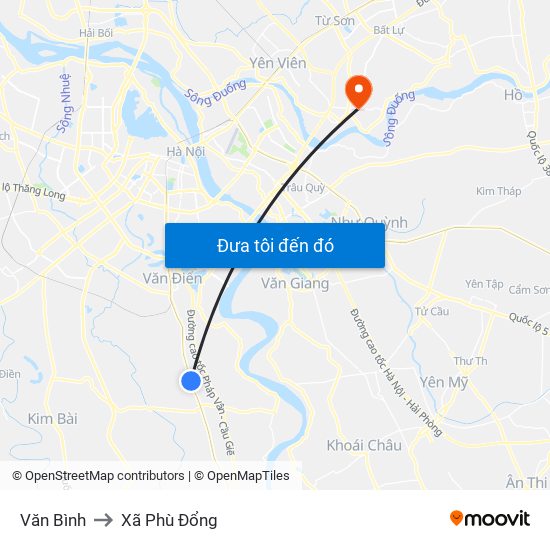 Văn Bình to Xã Phù Đổng map