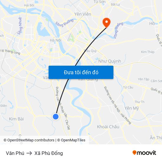 Văn Phú to Xã Phù Đổng map