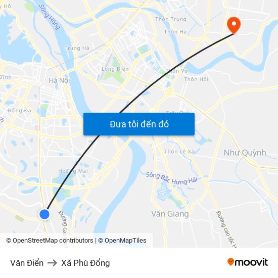 Văn Điển to Xã Phù Đổng map