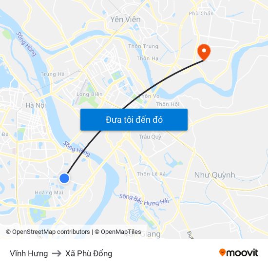Vĩnh Hưng to Xã Phù Đổng map
