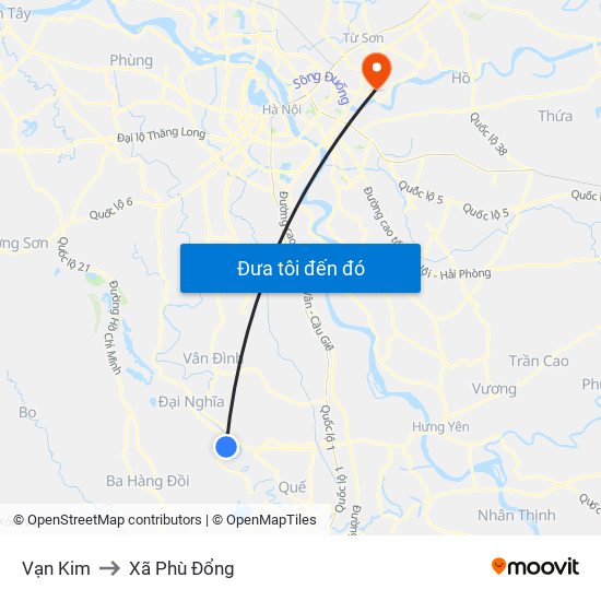 Vạn Kim to Xã Phù Đổng map