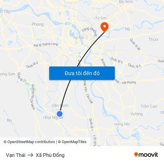 Vạn Thái to Xã Phù Đổng map