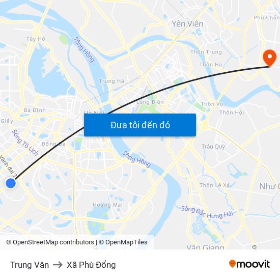 Trung Văn to Xã Phù Đổng map