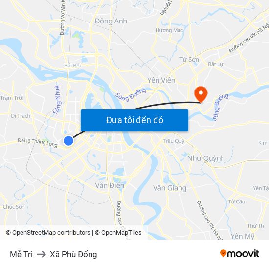 Mễ Trì to Xã Phù Đổng map