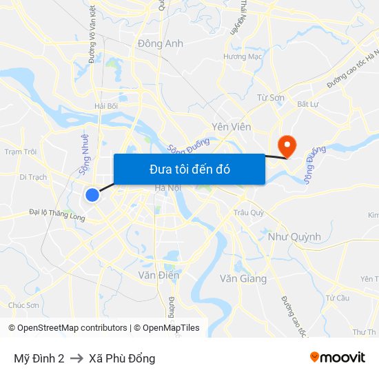 Mỹ Đình 2 to Xã Phù Đổng map