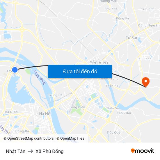 Nhật Tân to Xã Phù Đổng map