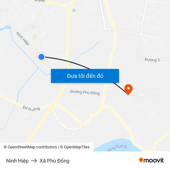 Ninh Hiệp to Xã Phù Đổng map