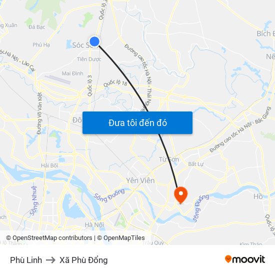 Phù Linh to Xã Phù Đổng map