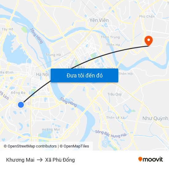 Khương Mai to Xã Phù Đổng map