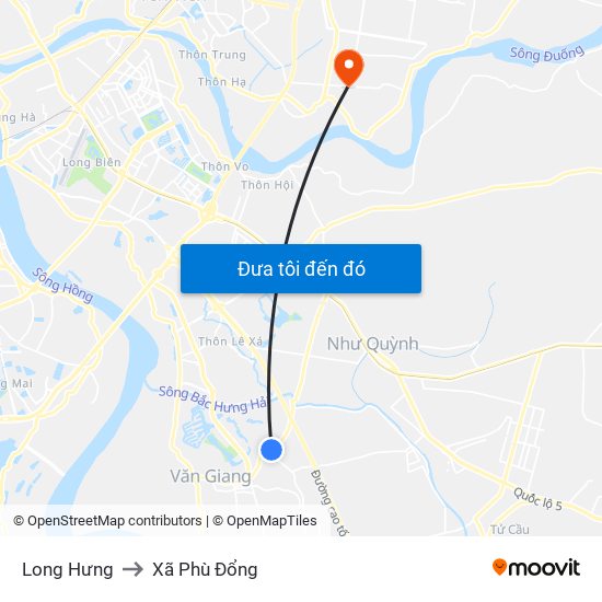 Long Hưng to Xã Phù Đổng map