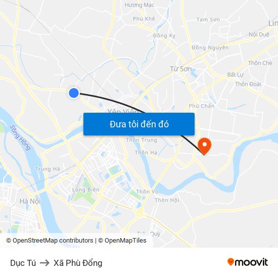 Dục Tú to Xã Phù Đổng map