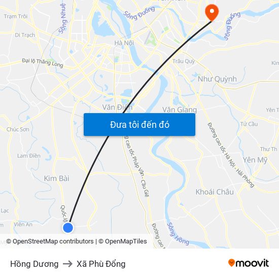 Hồng Dương to Xã Phù Đổng map