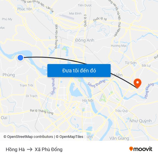 Hồng Hà to Xã Phù Đổng map