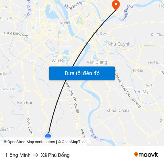 Hồng Minh to Xã Phù Đổng map