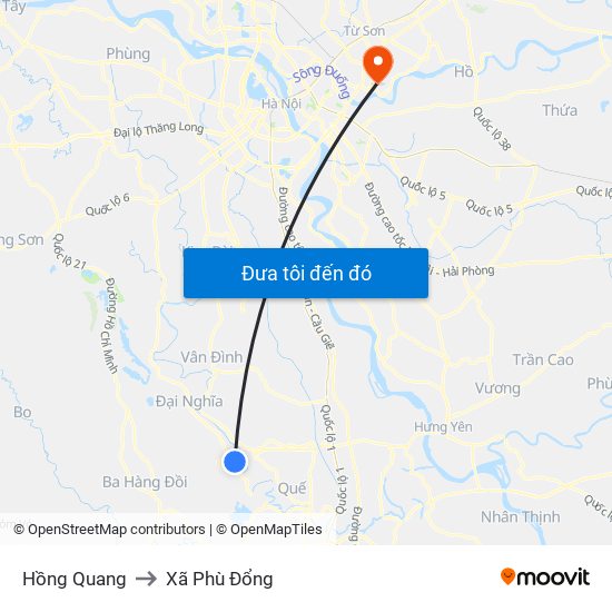 Hồng Quang to Xã Phù Đổng map