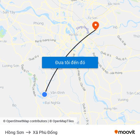 Hồng Sơn to Xã Phù Đổng map