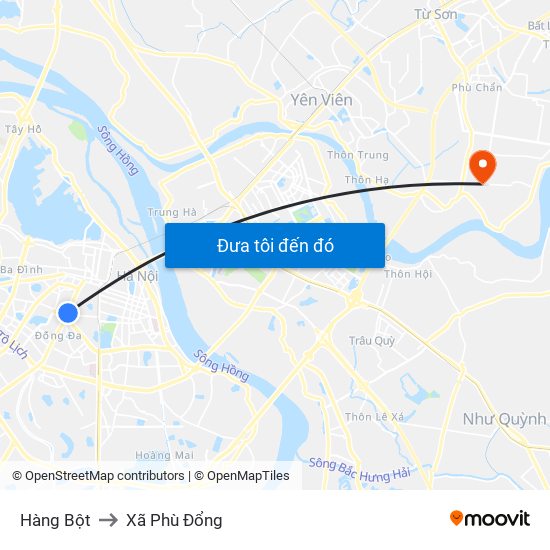 Hàng Bột to Xã Phù Đổng map