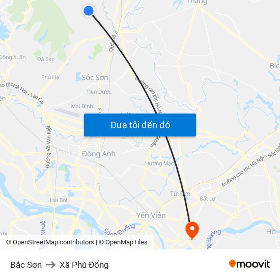 Bắc Sơn to Xã Phù Đổng map