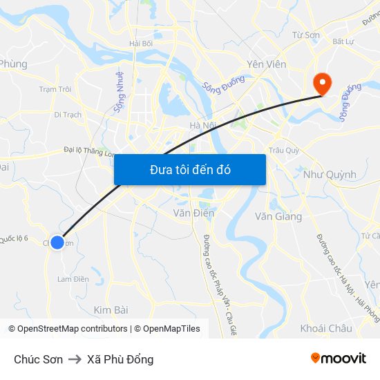 Chúc Sơn to Xã Phù Đổng map