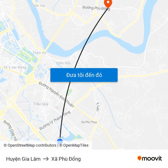 Huyện Gia Lâm to Xã Phù Đổng map