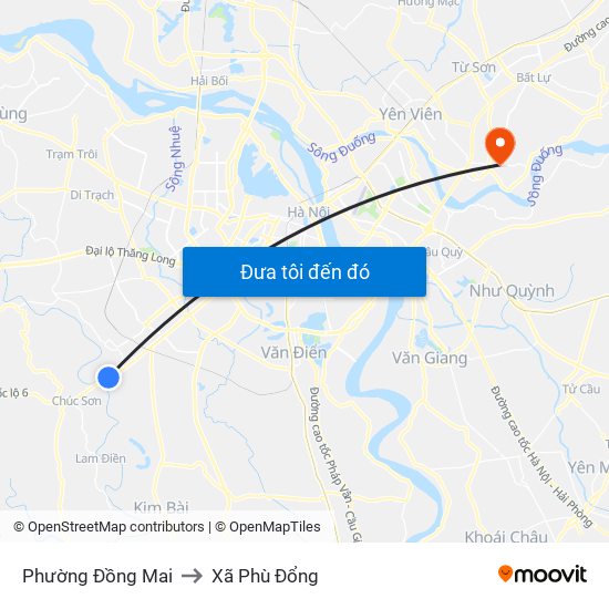 Phường Đồng Mai to Xã Phù Đổng map
