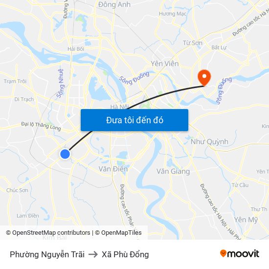 Phường Nguyễn Trãi to Xã Phù Đổng map