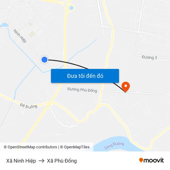 Xã Ninh Hiệp to Xã Phù Đổng map