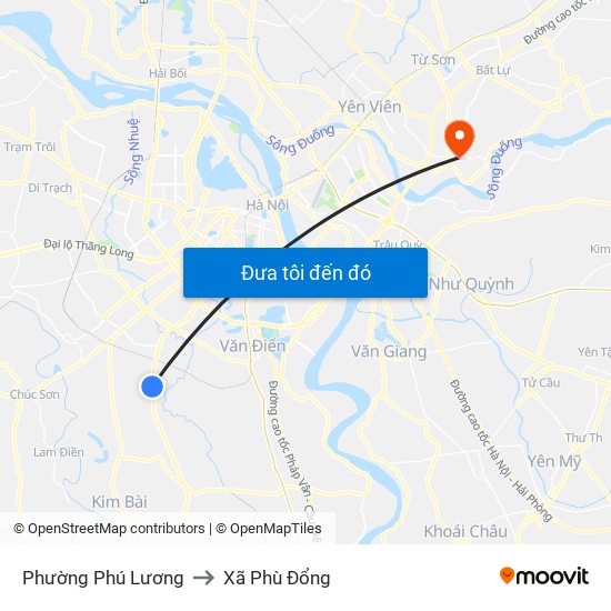 Phường Phú Lương to Xã Phù Đổng map