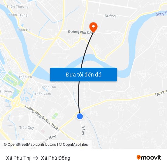 Xã Phú Thị to Xã Phù Đổng map