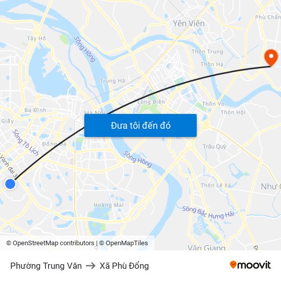 Phường Trung Văn to Xã Phù Đổng map