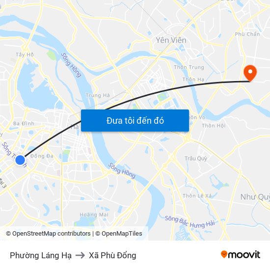 Phường Láng Hạ to Xã Phù Đổng map