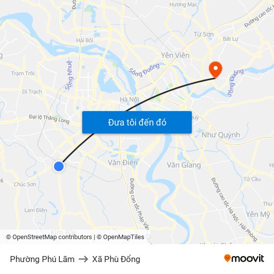 Phường Phú Lãm to Xã Phù Đổng map