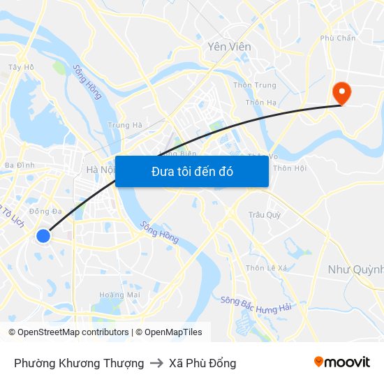 Phường Khương Thượng to Xã Phù Đổng map