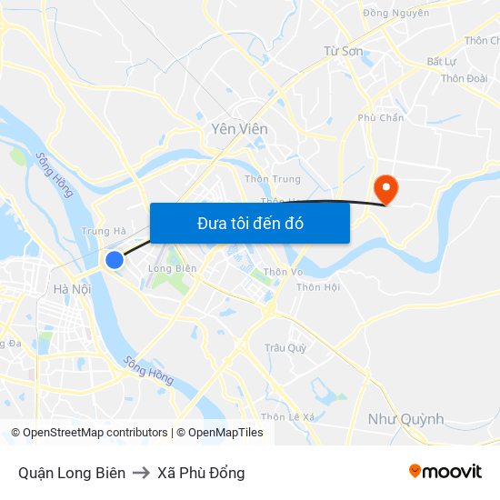 Quận Long Biên to Xã Phù Đổng map