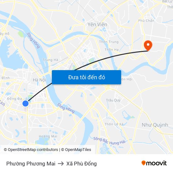 Phường Phương Mai to Xã Phù Đổng map