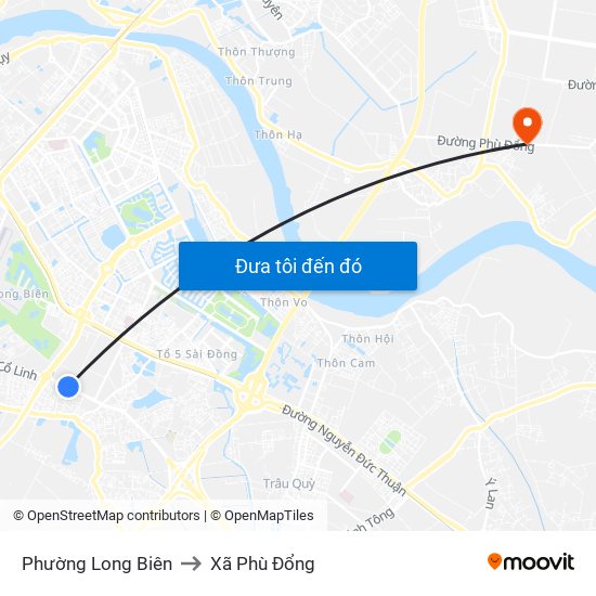 Phường Long Biên to Xã Phù Đổng map