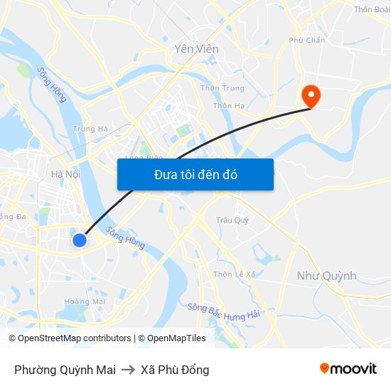 Phường Quỳnh Mai to Xã Phù Đổng map