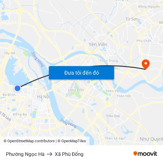 Phường Ngọc Hà to Xã Phù Đổng map