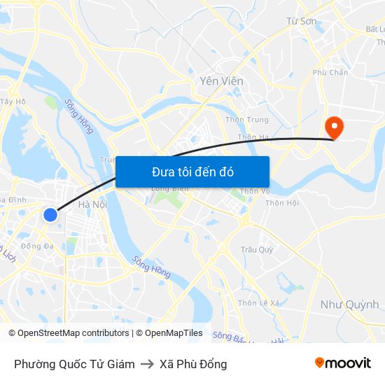 Phường Quốc Tử Giám to Xã Phù Đổng map